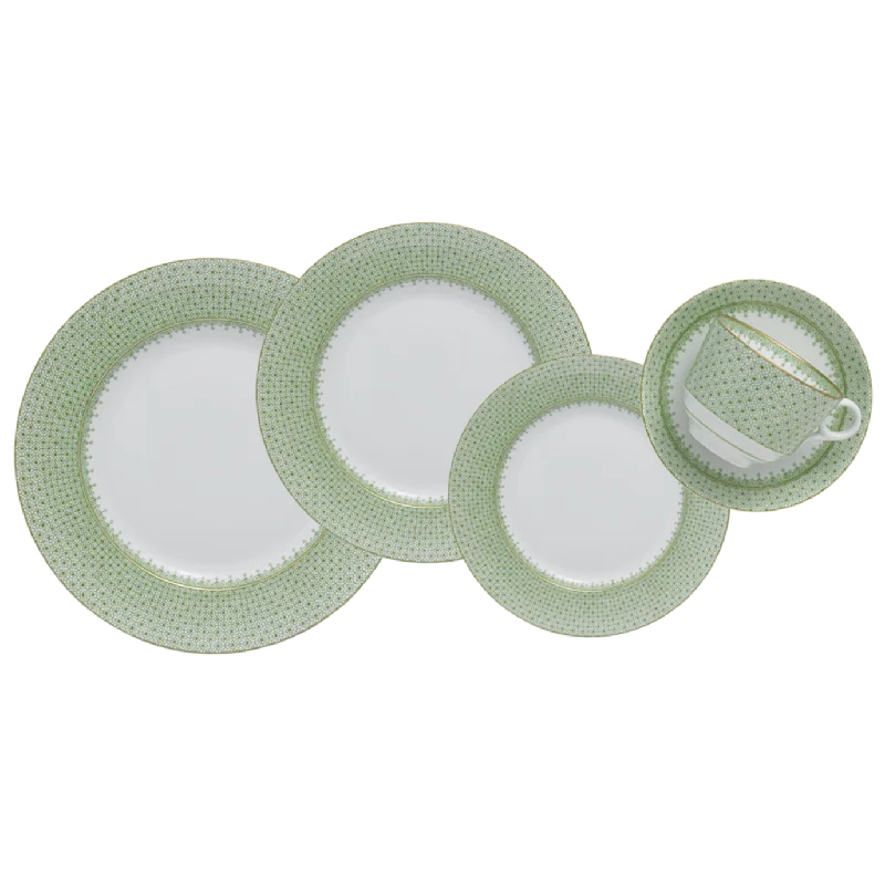 hand-crafted tea cup -Lace Dinnerware, Apple Green