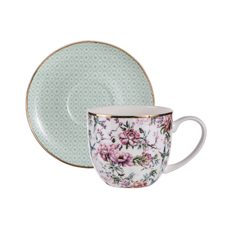 travel tea mug -Ashdene Chinoiserie Cup and Saucer in White