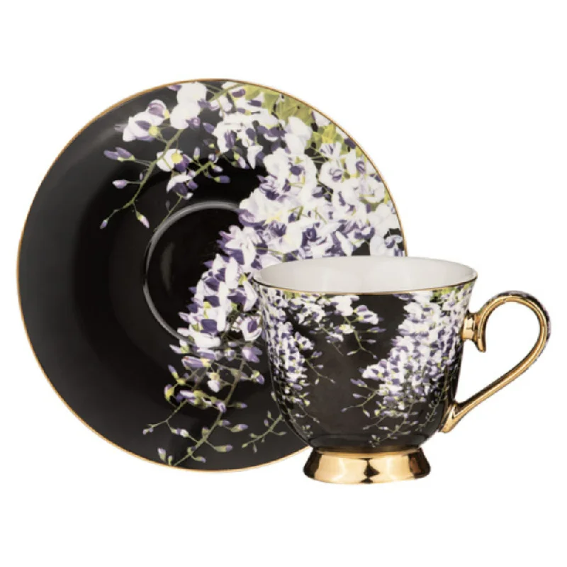 creative mug for gifts -Ashdene Dark Florals Cup and Saucer 180ml Wisteria