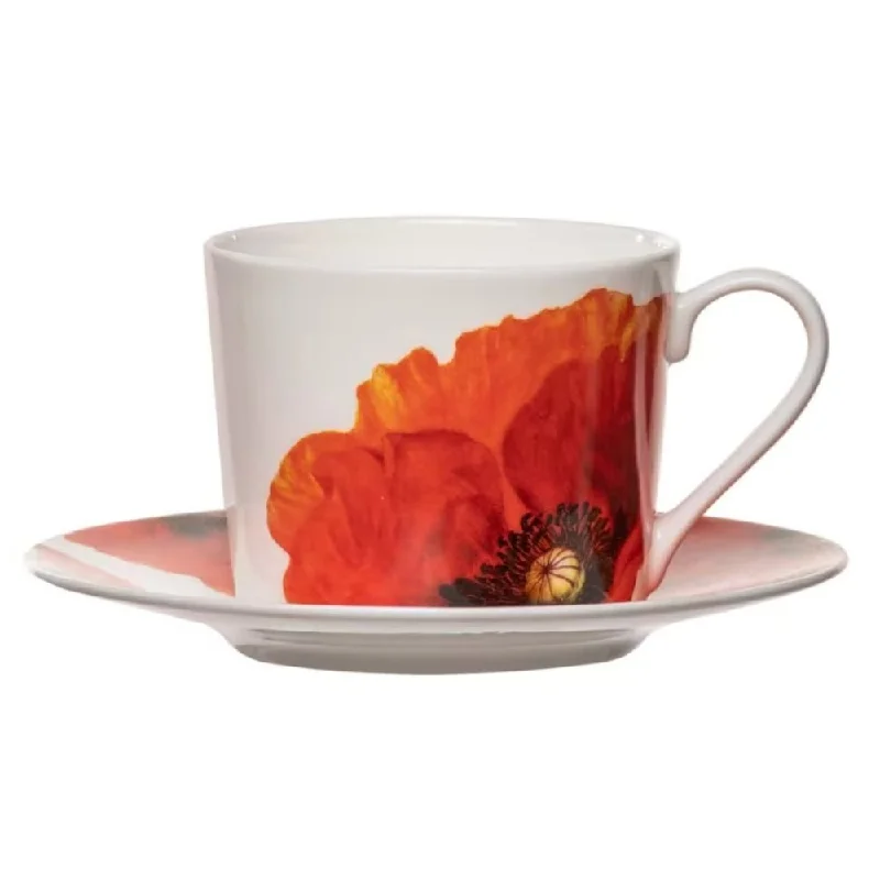 silicone coffee mug -Ashdene in Red Poppies Cup and Saucer