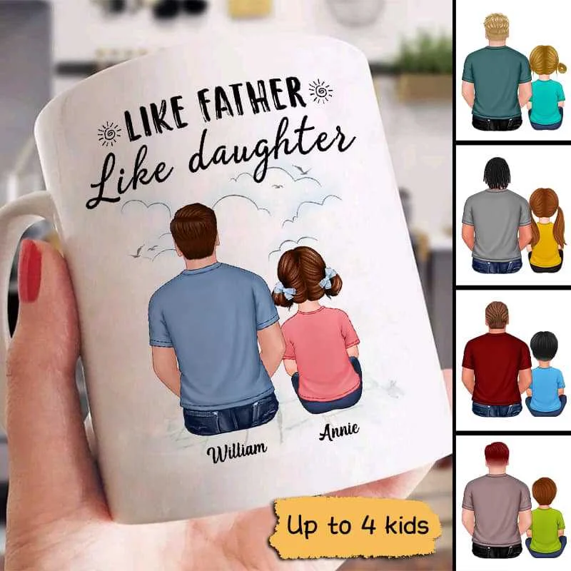 personalized travel mug with quote -Back View Like Father Like Son Daughter Father‘s Day Gift Personalized Mug