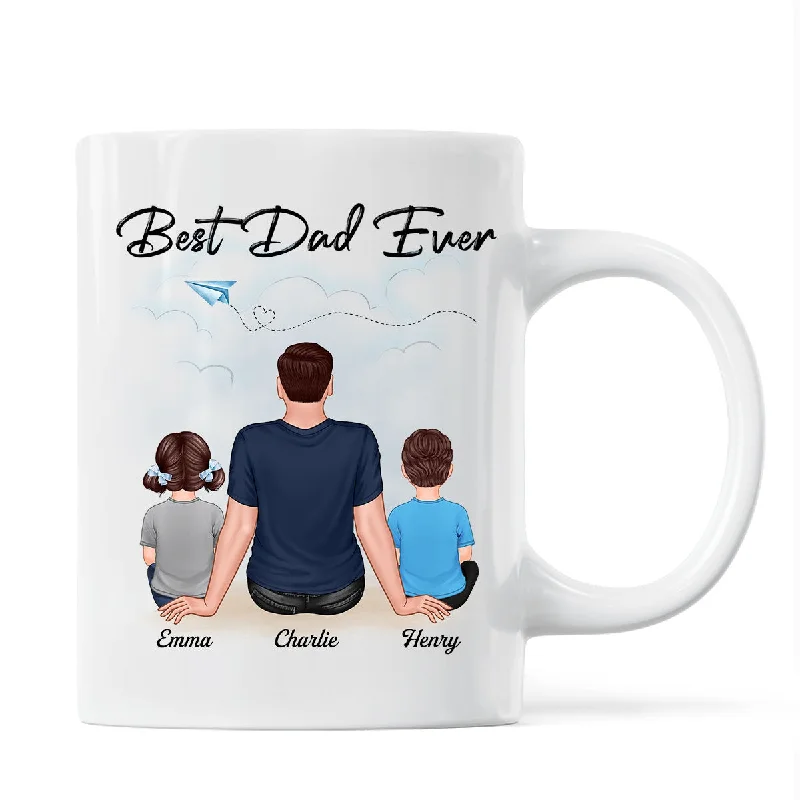 personalized coffee mug with logo -Best Dad Grandpa Sitting Back View Personalized Mug