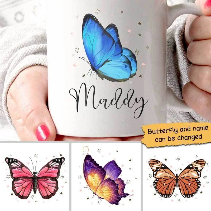 stylish tea cup for office -Butterfly Personalized Coffee Mug