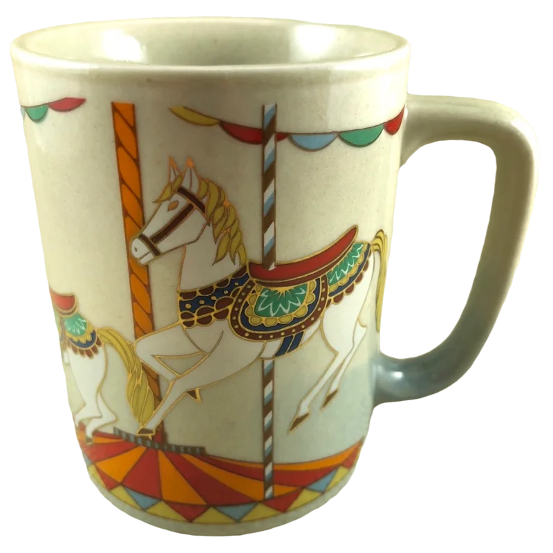 personalized travel mug with quote -Carousel Horses Mug Otagiri