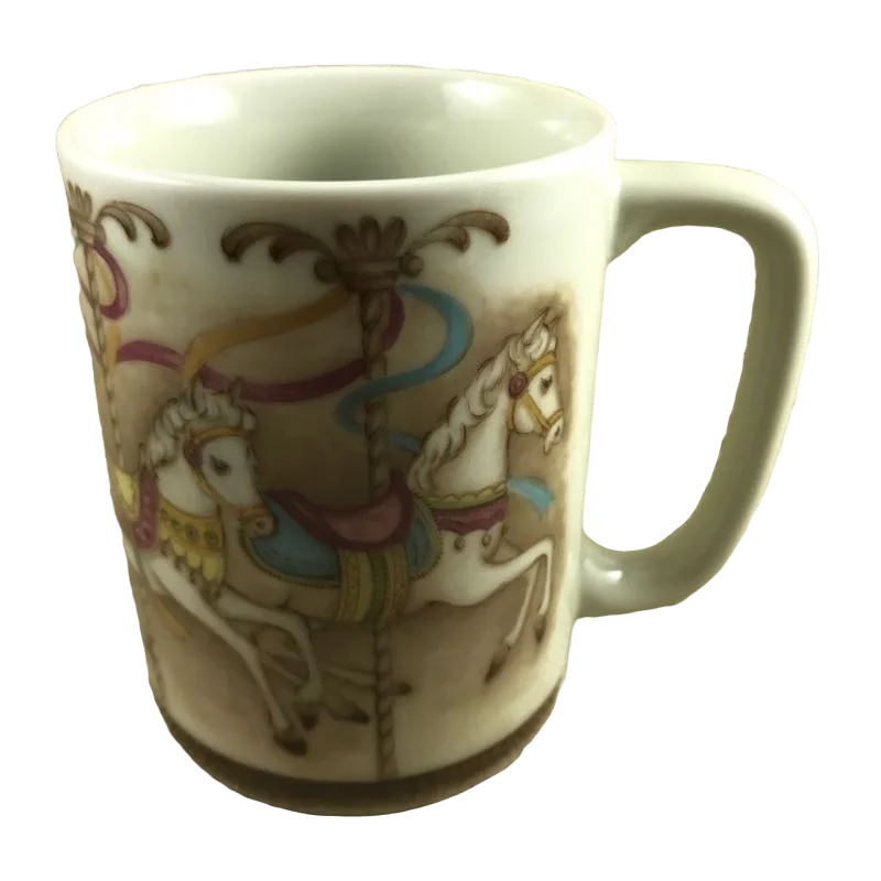 large coffee mug with funny message -Carousel Horses Mug Otagiri