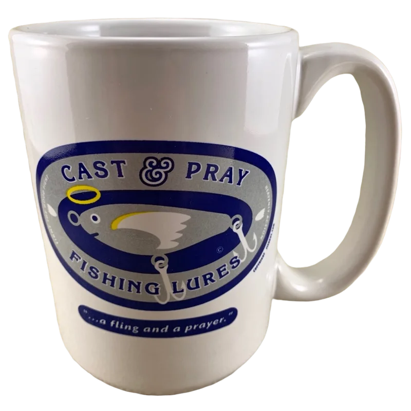 large ceramic tea cup -Cast & Pray Fishing Lures Mug