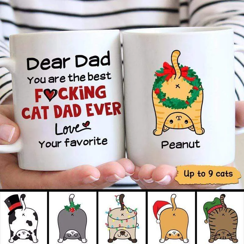 coffee cup with lid for hot drinks -Cat Butt Best Effing Cat Dad Mom Ever Personalized Mug