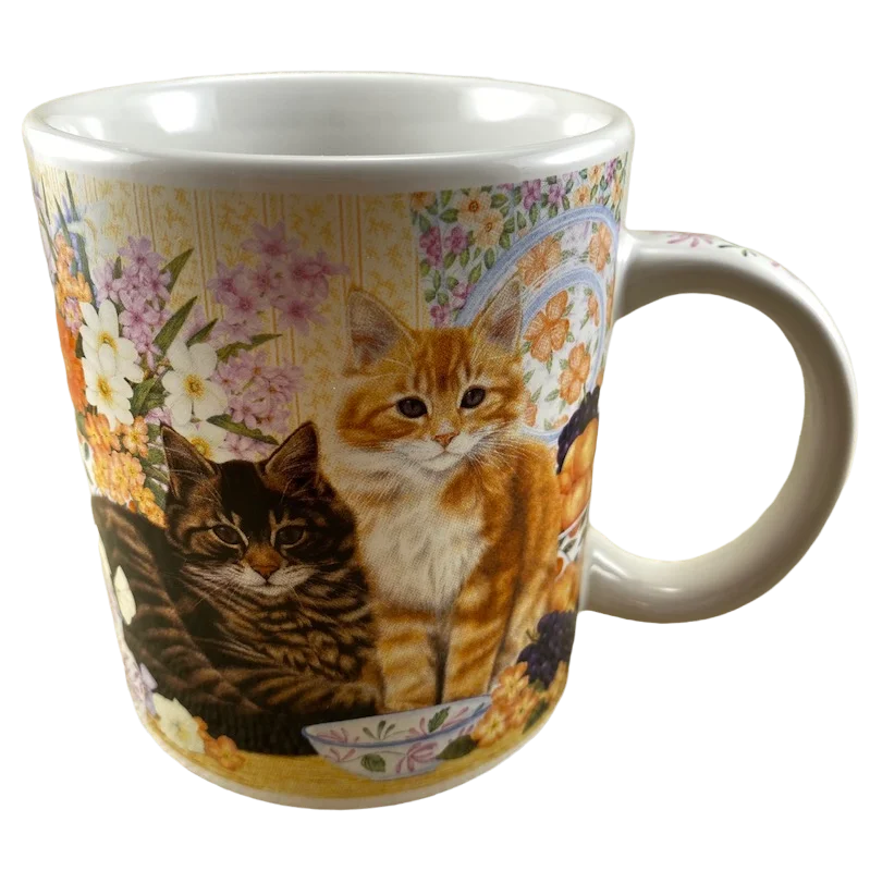 unique ceramic coffee cup -Cats Fruit And Flowers Anne Mortimer Mug Santa Barbara Ceramic Design