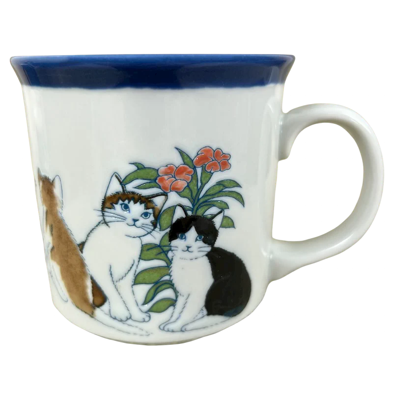 custom tea cup -Cats Playing Among Flowers Etched Mug Otagiri