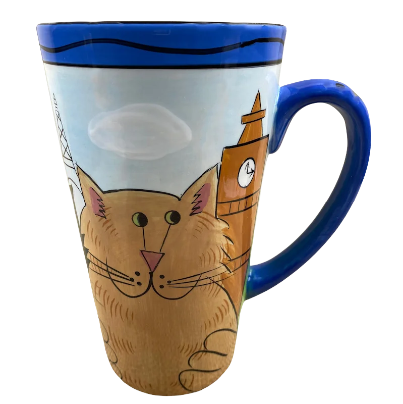 cute tea mug with design -Catzilla Candace Reiter Designs Colorful Landmarks Mug Henriksen Imports