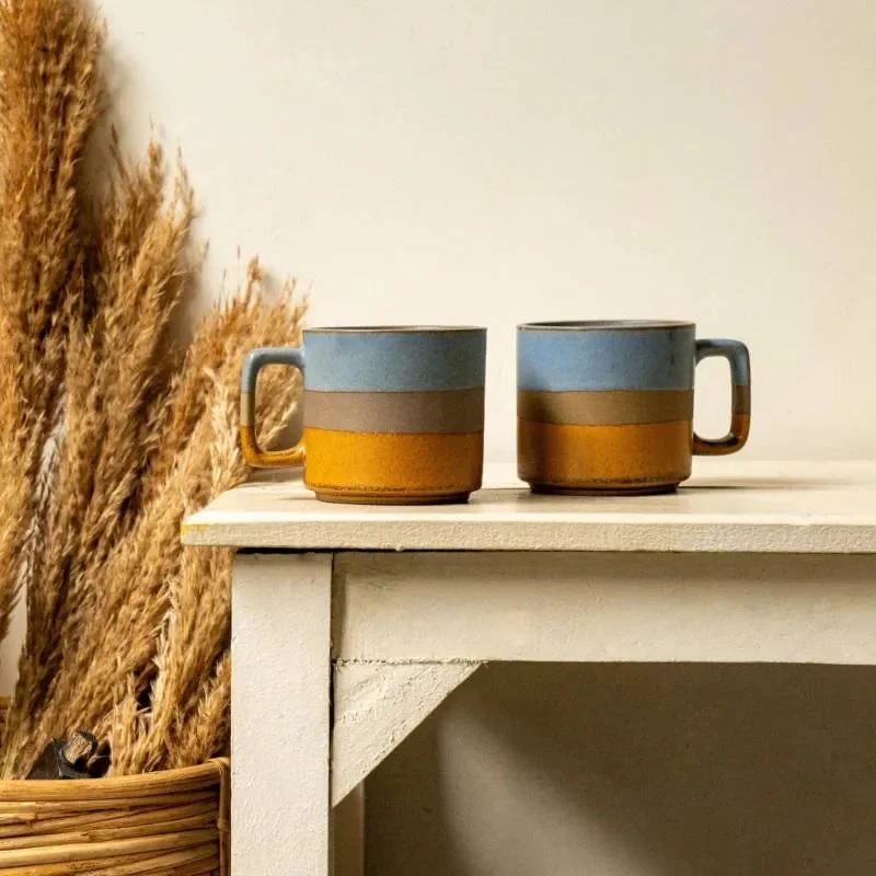 best tea mug -Ceramic Horizon Mugs | Set of 2 | 330 ml