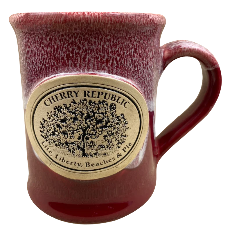 unique coffee cup -Cherry Republic Life Liberty Beaches & Pie Mug Grey Fox Pottery