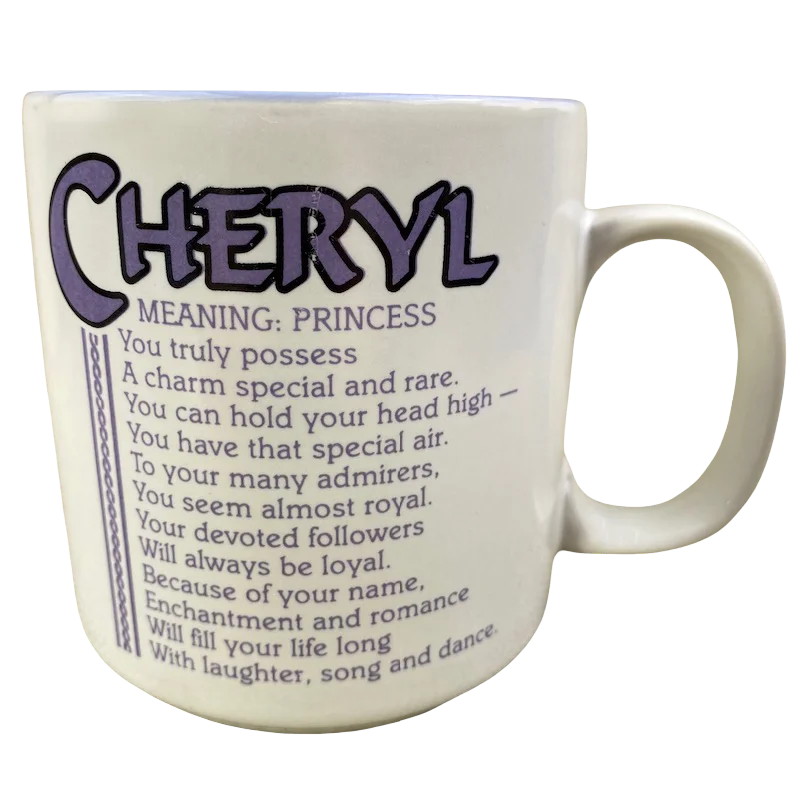 reusable coffee cup with lid -CHERYL Poetry Name Purple Interior Mug Papel