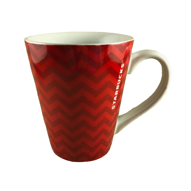 cold beverage travel mug -Chevron Pattern Red Mug Starbucks