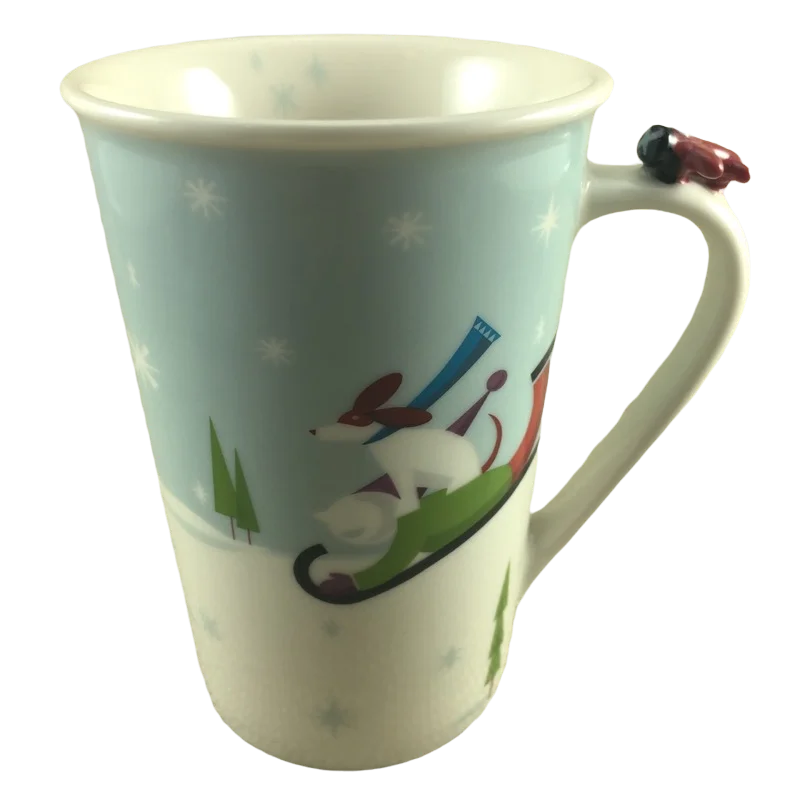 large personalized coffee cup -Children Ice Skating And Boy With Dog Sledding Airplane On Handle 8oz Mug 2011 Starbucks