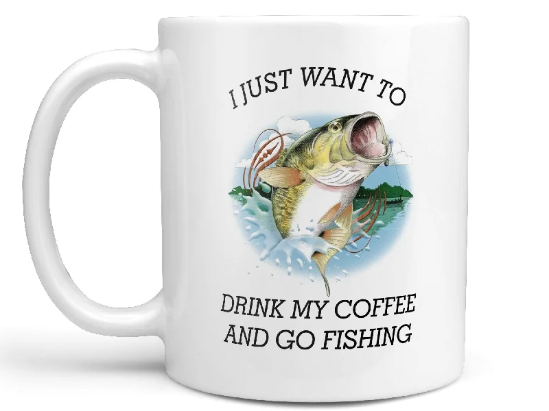 ceramic mug with custom design -Coffee and Fishing Coffee Mug