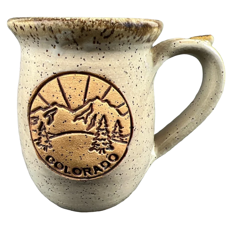 custom printed ceramic mug -Colorado Etched Hand Thrown Signed Pottery Mug