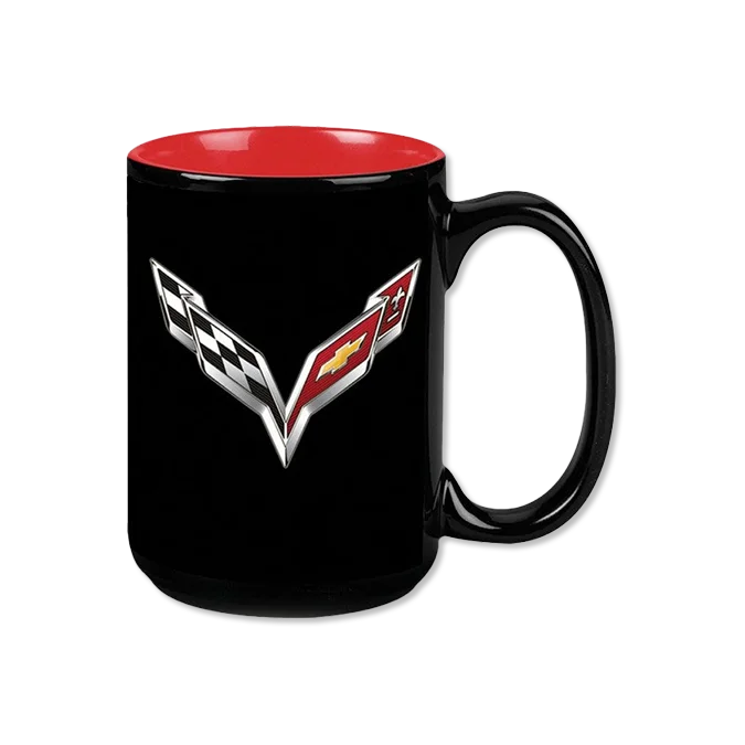 best tea mug -Corvette C7 Crossed Flags 15oz Mug