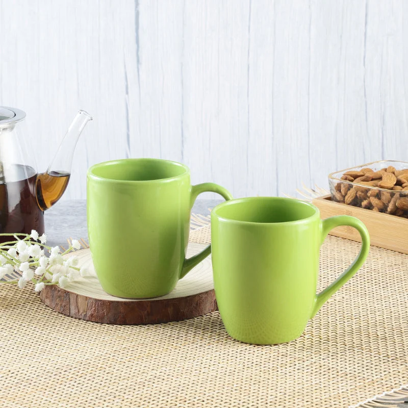 gift coffee mugs for friends -Green Modern Mugs | Set of 2