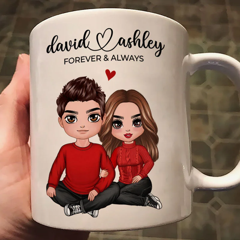 eco-friendly reusable mug -Couple Sitting Forever And Always Personalized Mug