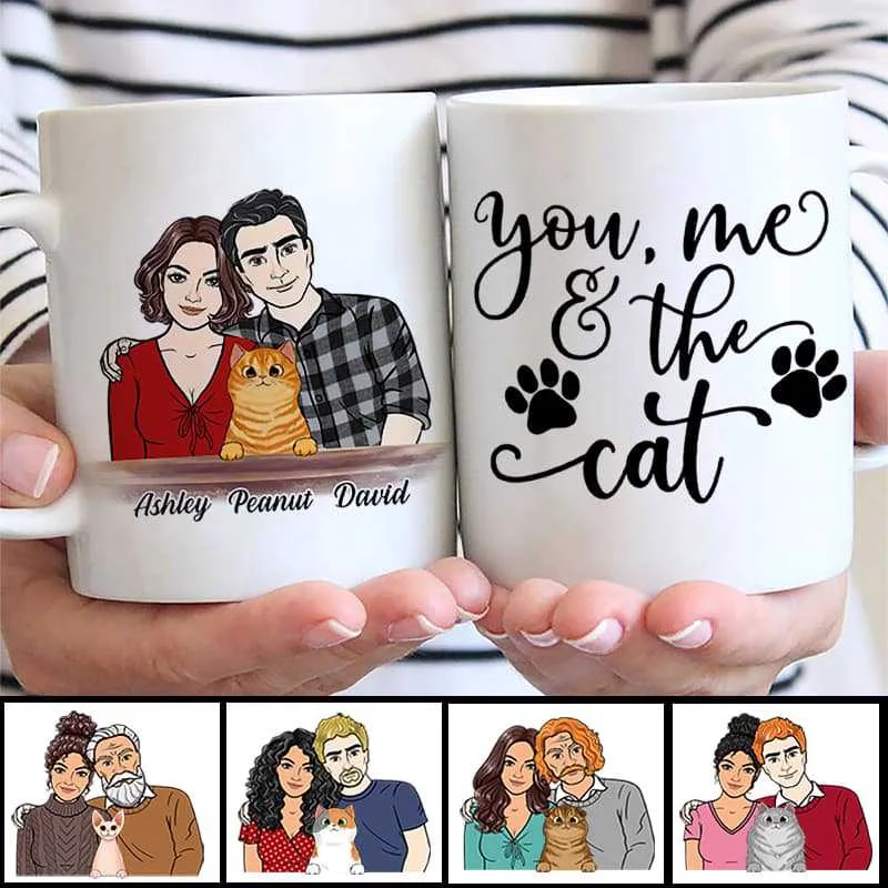 minimalist coffee mug -Couple Embrace And Fluffy Cats You Me The Cats Gift For Him For Her Personalized Mug