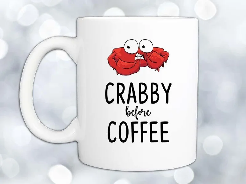 coffee cup with unique handle -Crabby Before Coffee Mug