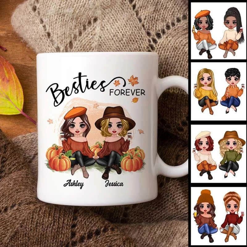 sports team coffee mug -Doll Best Friends In The Pumpkin Patch Personalized Mug