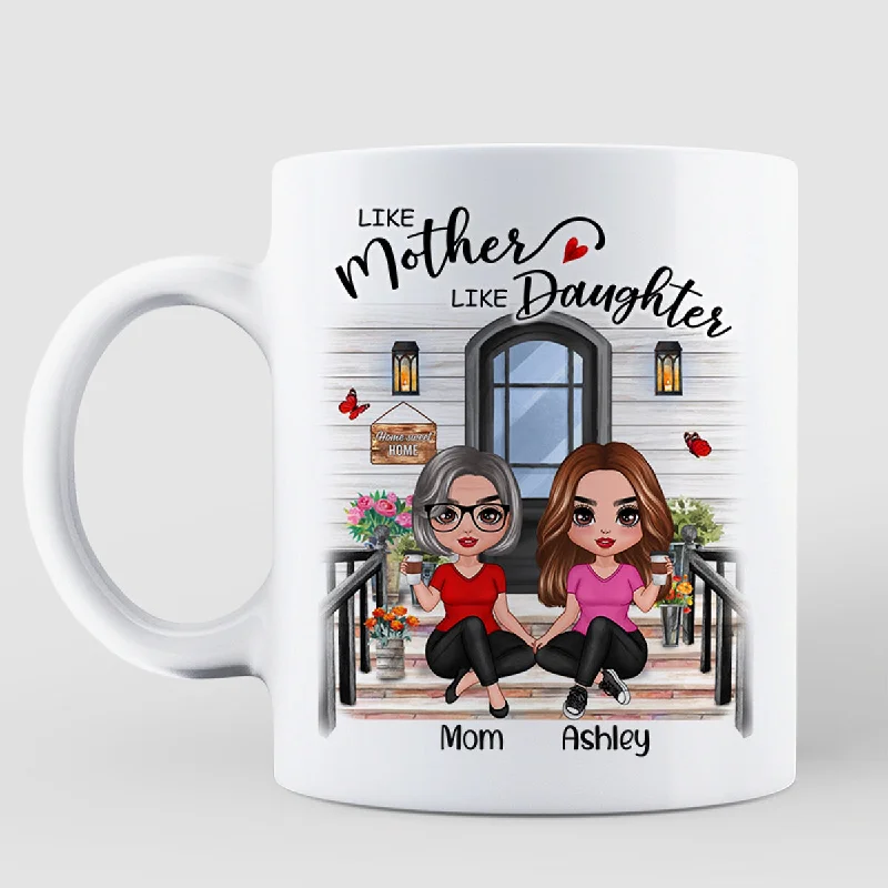 insulated coffee cup -Doll Mother Daughter Front Porch Personalized Mug