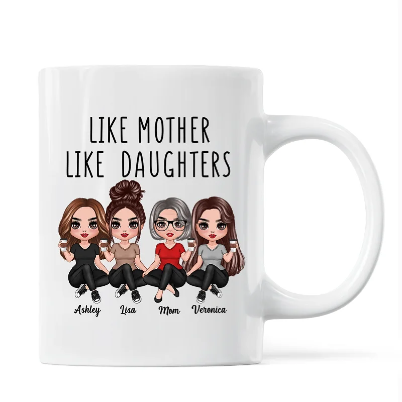 handmade coffee mug -Doll Women Sitting Like Mother Like Daughter Personalized Mug