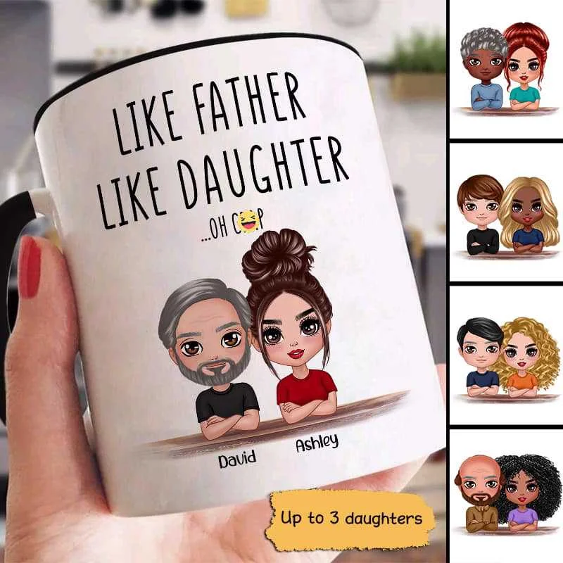 heat-resistant tea cup -Doll Family Like Father Like Son Daughter Father‘s Day Gift Personalized Mug