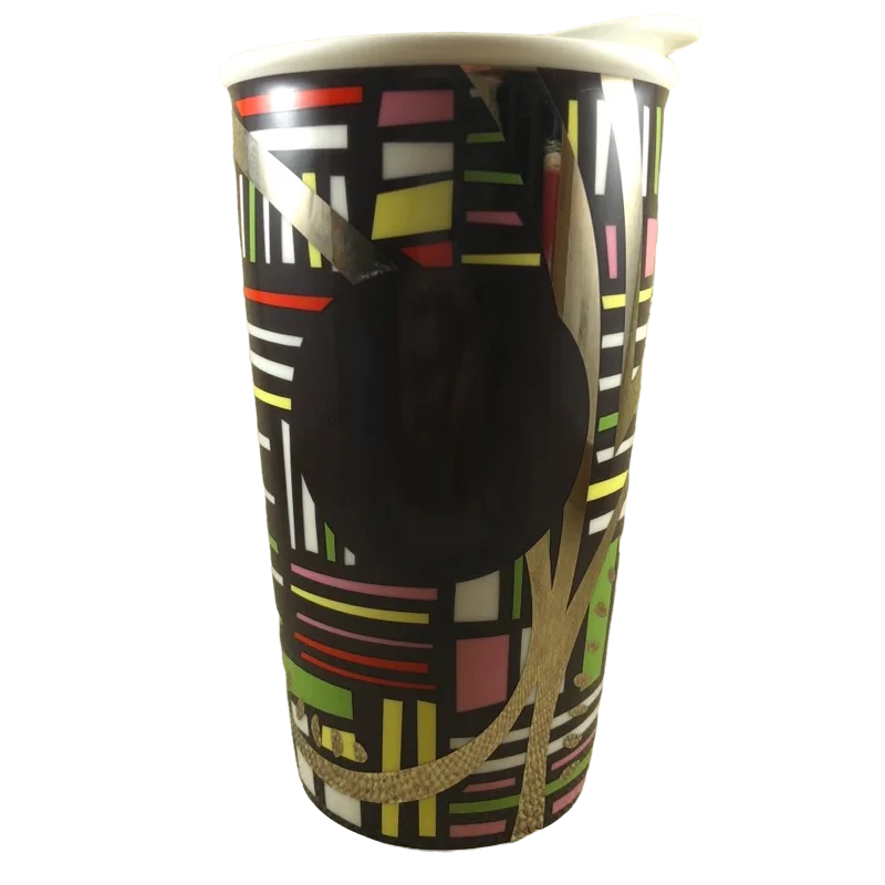 personalized travel cup with name -Dot Collection Black Dot Abstract Mosaic 12oz Tumbler Starbucks