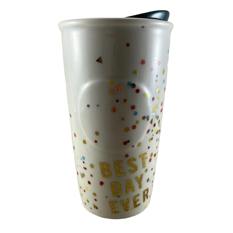 funny custom travel mug -Dot Collection Best Day Ever Confetti 10oz Tumbler Starbucks