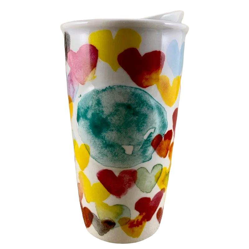 large custom coffee mug -Dot Collection Watercolor Hearts 10oz Tumbler Starbucks