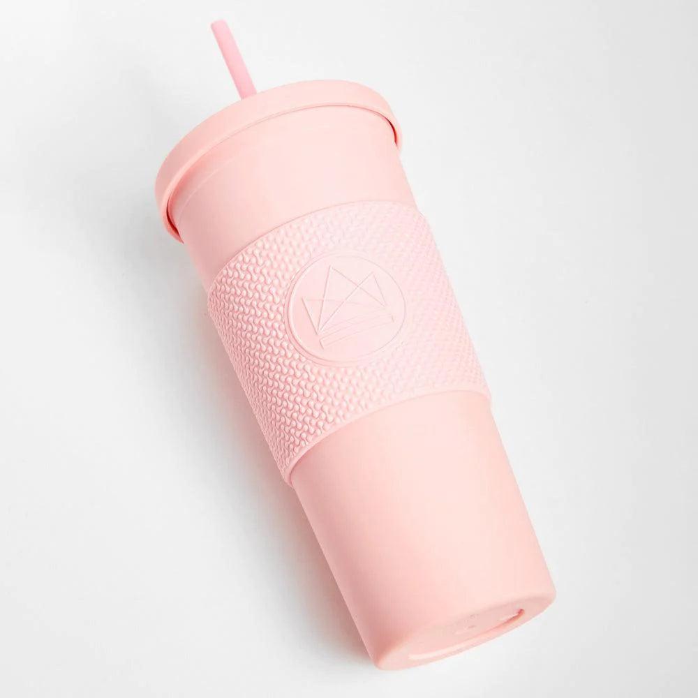 tea mug for office -Double Walled Straw Cup - 22oz - Pink Flamingo