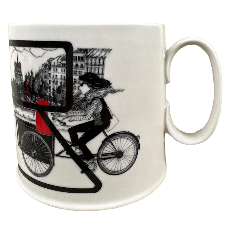 retro tea cup design -Florence Balducci Letter "B" Girl On Bicycle Monogram Initial Mug Anthropologie