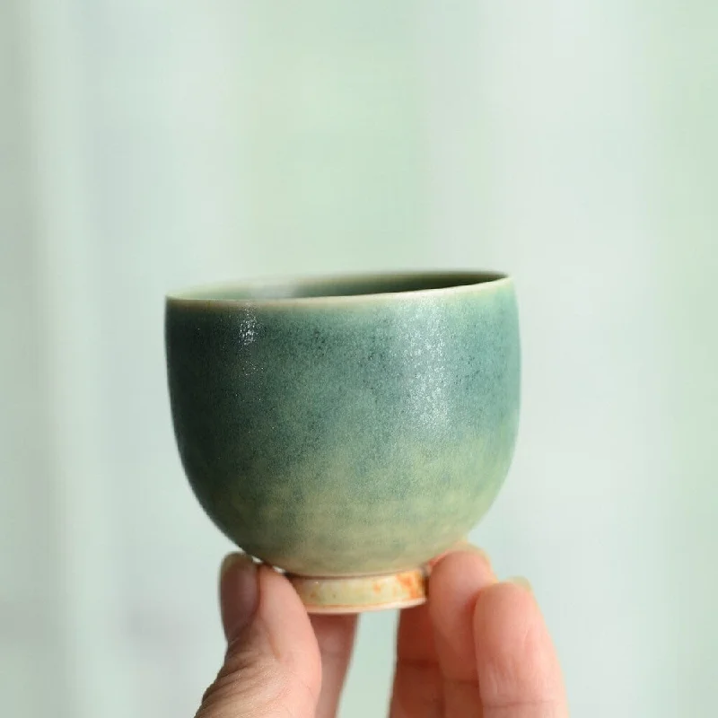 coffee mug with cute message -Gohobi Handmade Green Glazed Tea Cup