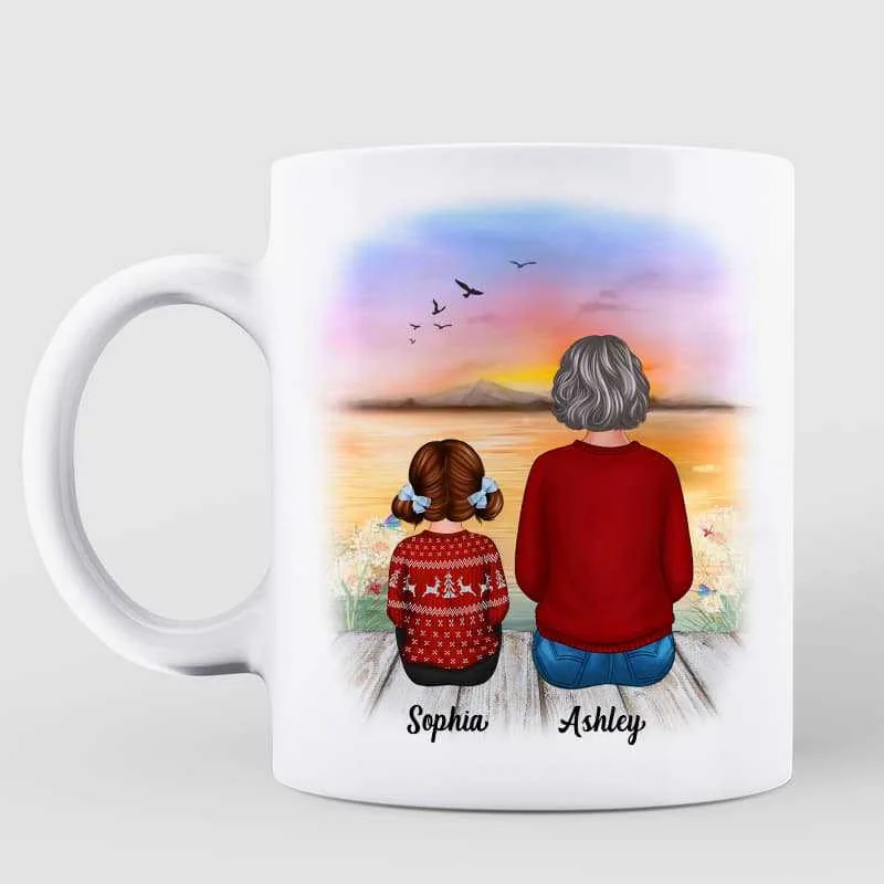 unique personalized tea cup -Grandkids Grandma Side By Side Family Personalized Mug