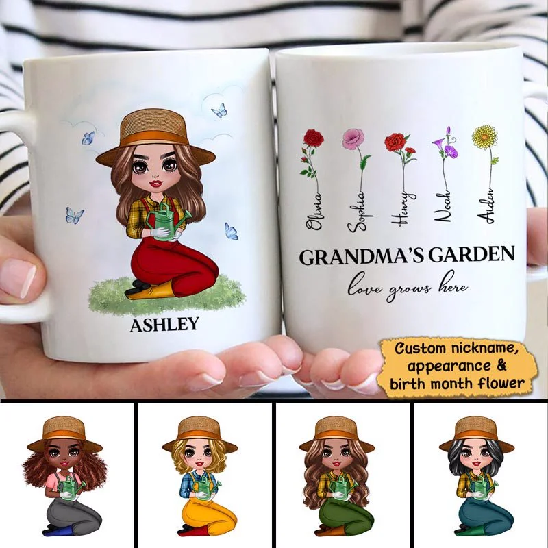 best thermal coffee mug -Grandma Garden Love Grows Here Gift For Grandma Personalized Mug