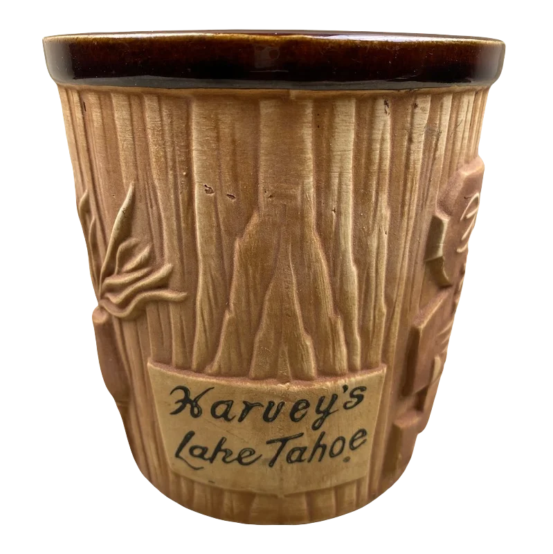 classic tea mug with design -Harvey's Lake Tahoe Tiki Bucket Mug