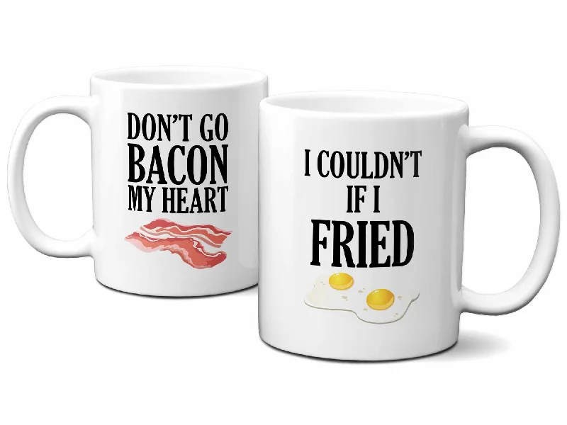 high-quality travel mug -Bacon and Eggs Couples Coffee Mug Set