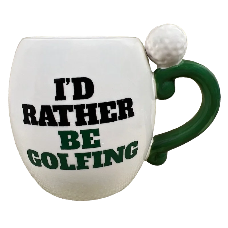 best coffee mug for gifts -I'd Rather Be Golfing 3D Figural Golf Ball On Handle Mug