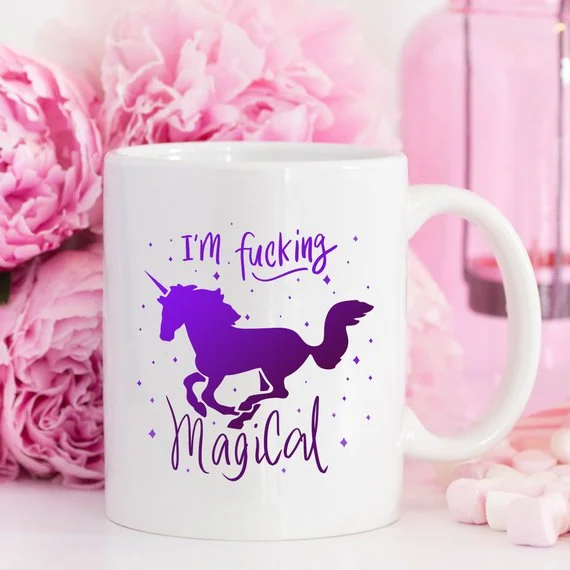 cute travel mug for office -I'm F*cking Magical Unicorn Mug, Unicorn Mug,