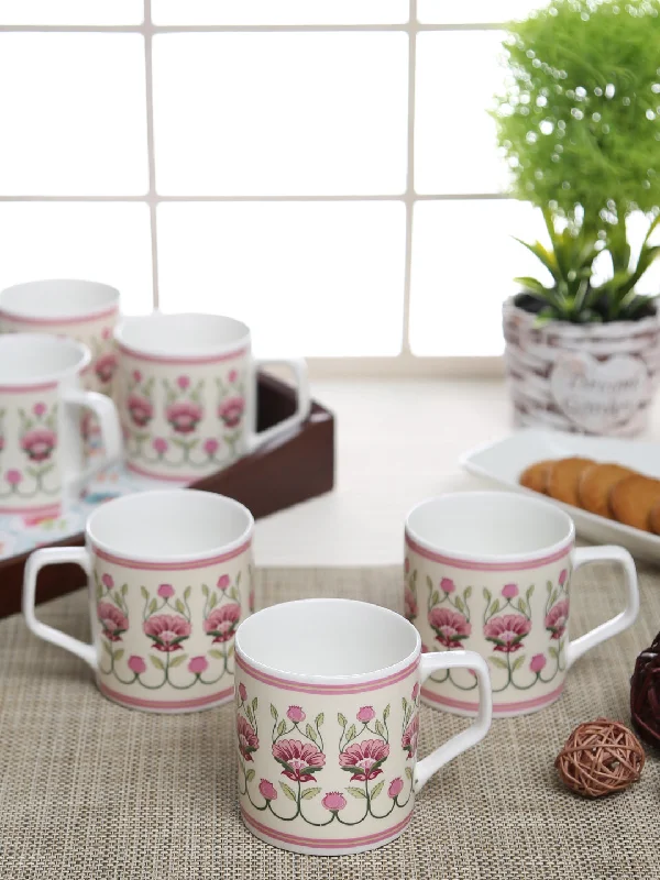 hand-crafted tea cup -India Circus Rose Mallow Coffee & Tea Mug Set of 6, 200ml Each