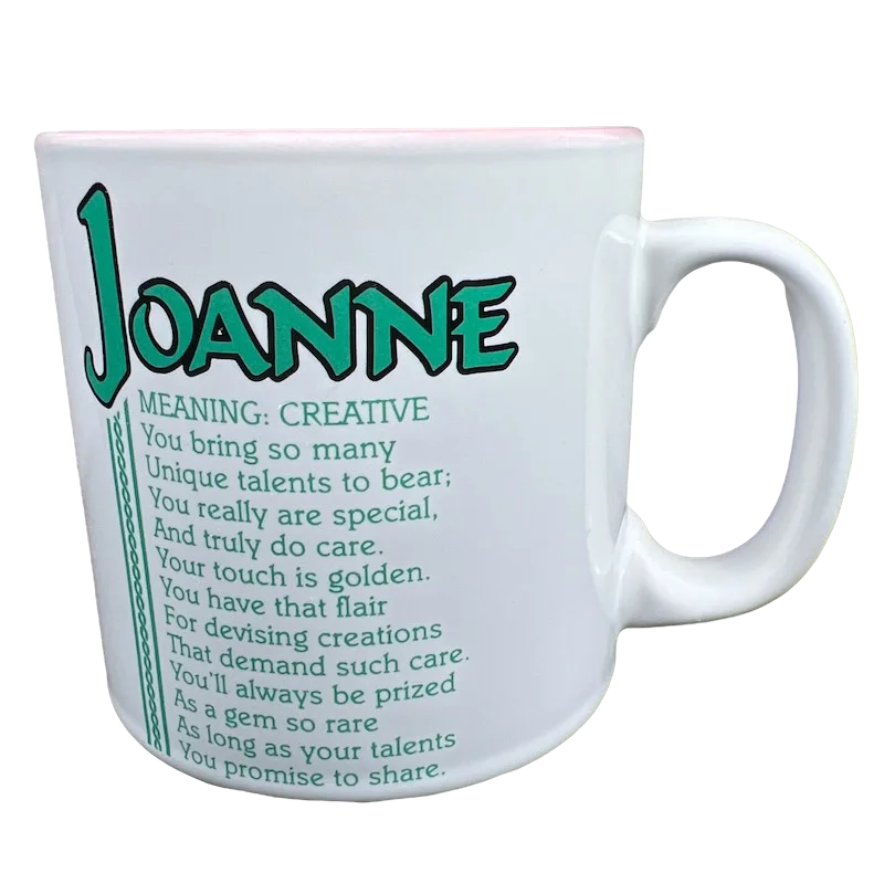 personalized ceramic coffee cup -JOANNE Poetry Name Pink Interior Mug Papel