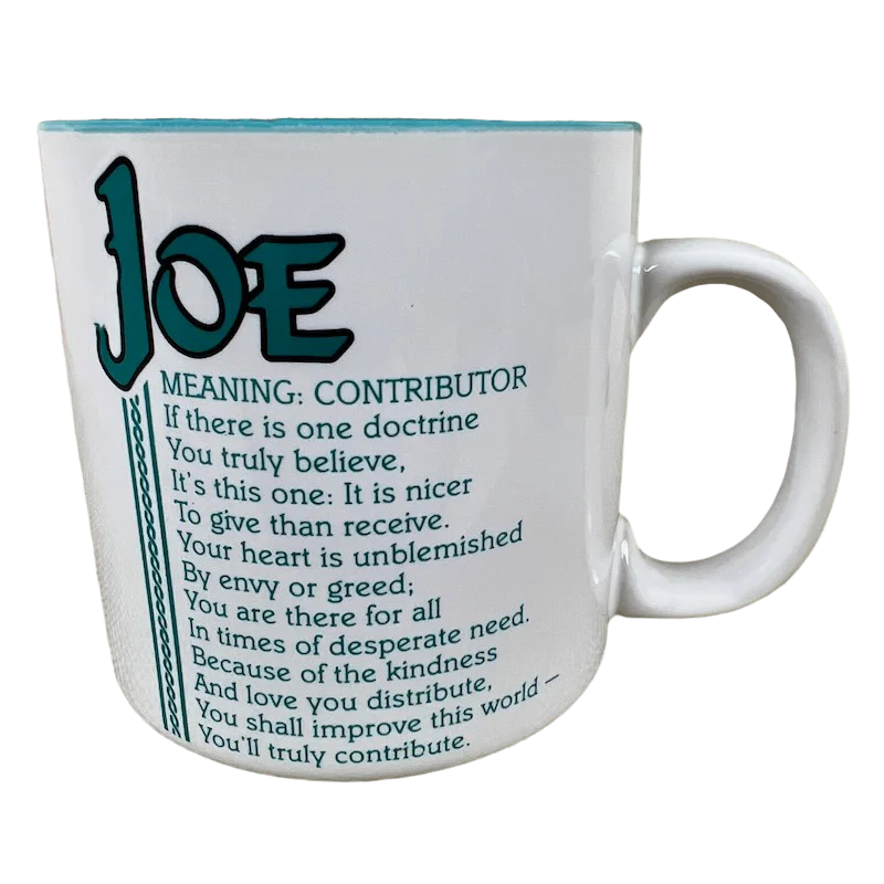 black and white coffee mug -JOE Poetry Name Turquoise Interior Mug Papel