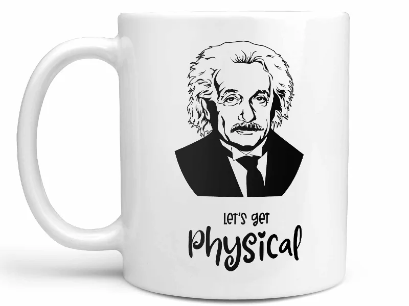 personalized coffee travel cup -Let's Get Physical Einstein Coffee Mug