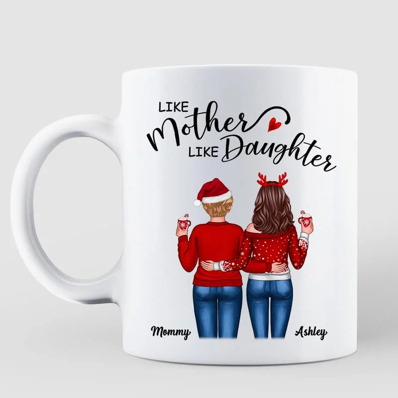 fun design coffee mug for office -Like Mother Like Daughters Back View Personalized Mug