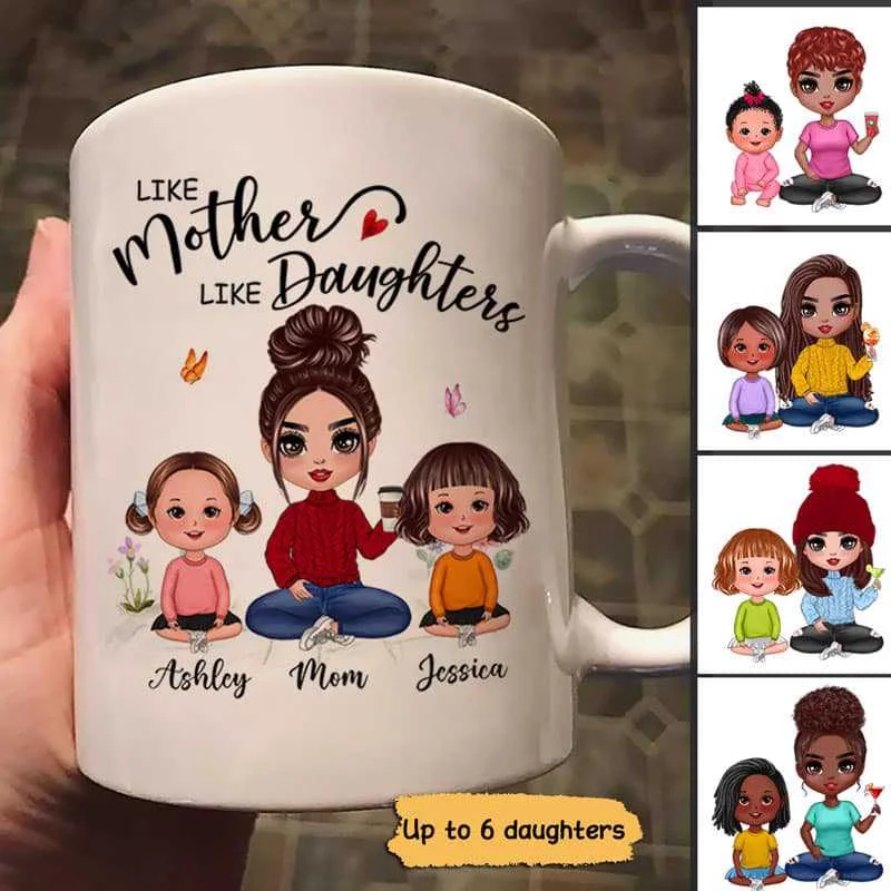 travel mug for cold beverages -Like Mother Like Daughters Doll Kids Personalized Mug