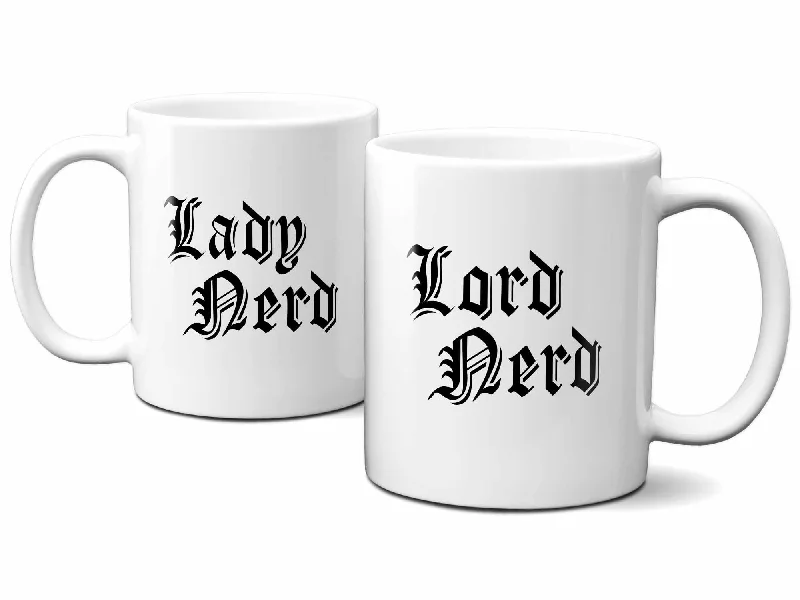 large tea mug for gifts -Lord and Lady Nerd Coffee Mugs