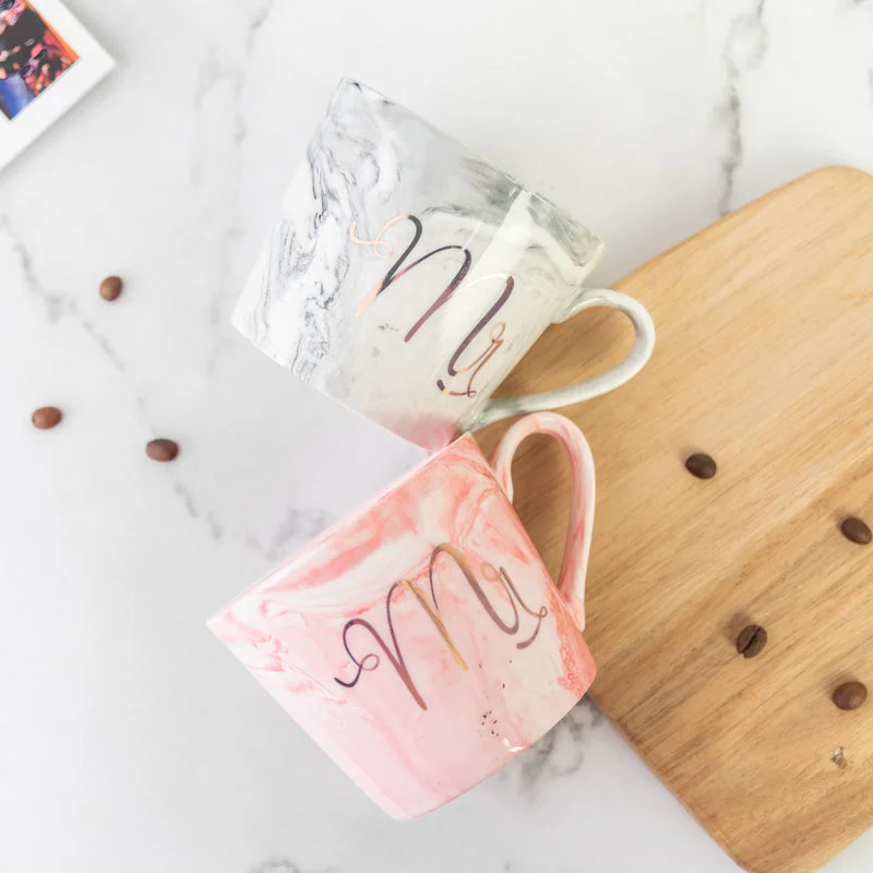 stylish coffee cup with lid -Marble Print Mr. & Mrs. Marble Coffee Mug